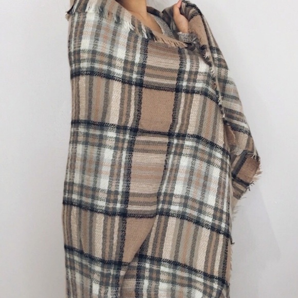🆕 Juneau - Beige Plaid Blanket Scarf - Picture 8 of 8